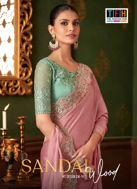 Sandal Wood 14 By Tfh Designer Silk Party Wear Saree Wholesale Online